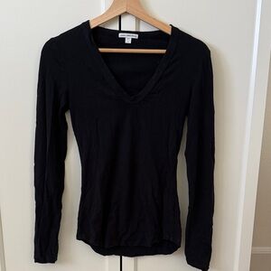 James Perse Dark Navy Long-Sleeve V-Neck Top